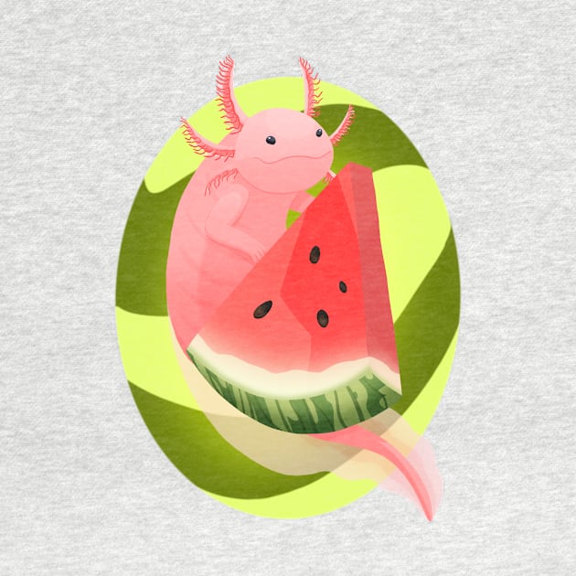 Watermelon Axolotl by lqmaple